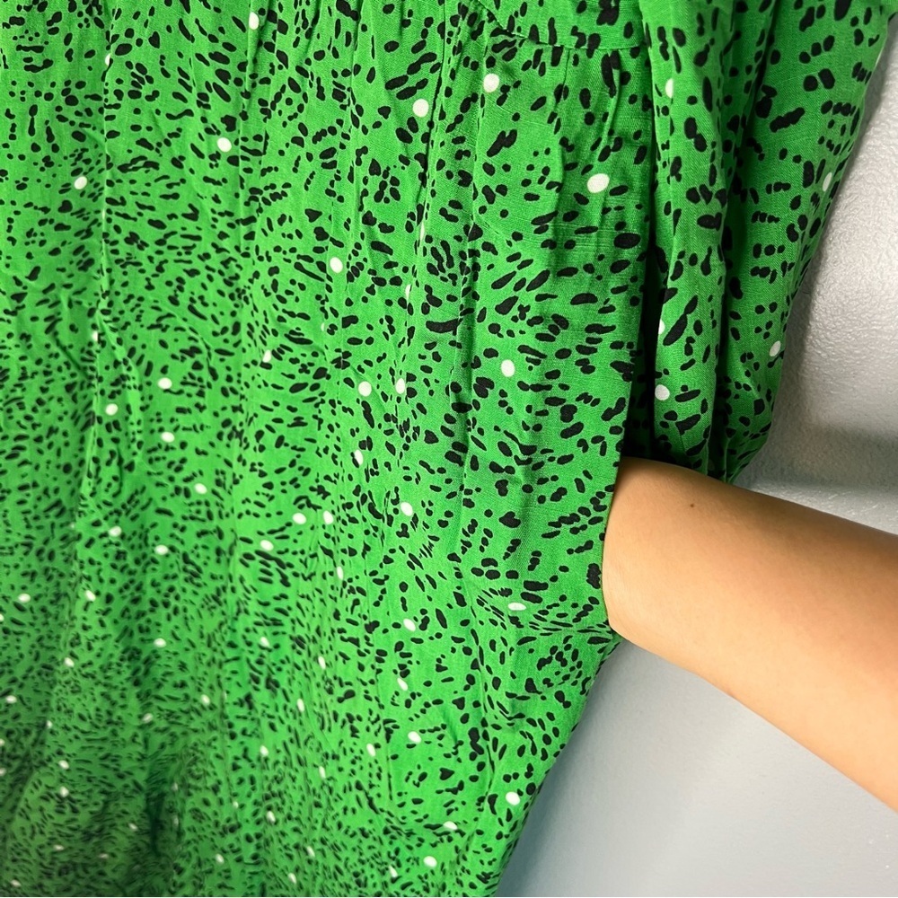 Who What Wear Long Sleeve Maxi Dress Size S Green Black White Dots Peter Pan - Picture 12 of 16